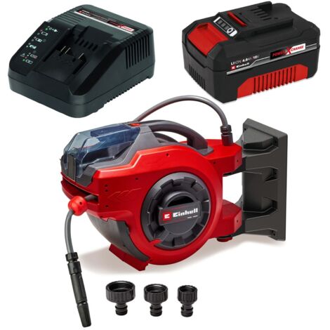 Einhell Li 18v Retractable Hose Reel with 30m Hose Wall Mounted + 4AH Kit