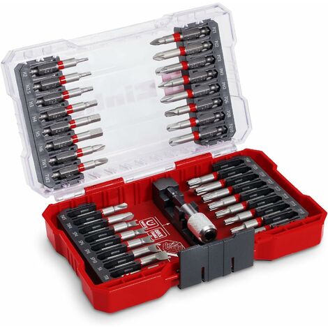 Einhell M-CASE 33-tlg. Bit-Set (für Akkuschrauber und Bohrmaschinen mit 50-mm-Bits aus S2 Stahl, Schnellwechselbithalter aus Karbonstahl inkl. Aufbewahrungsbox)