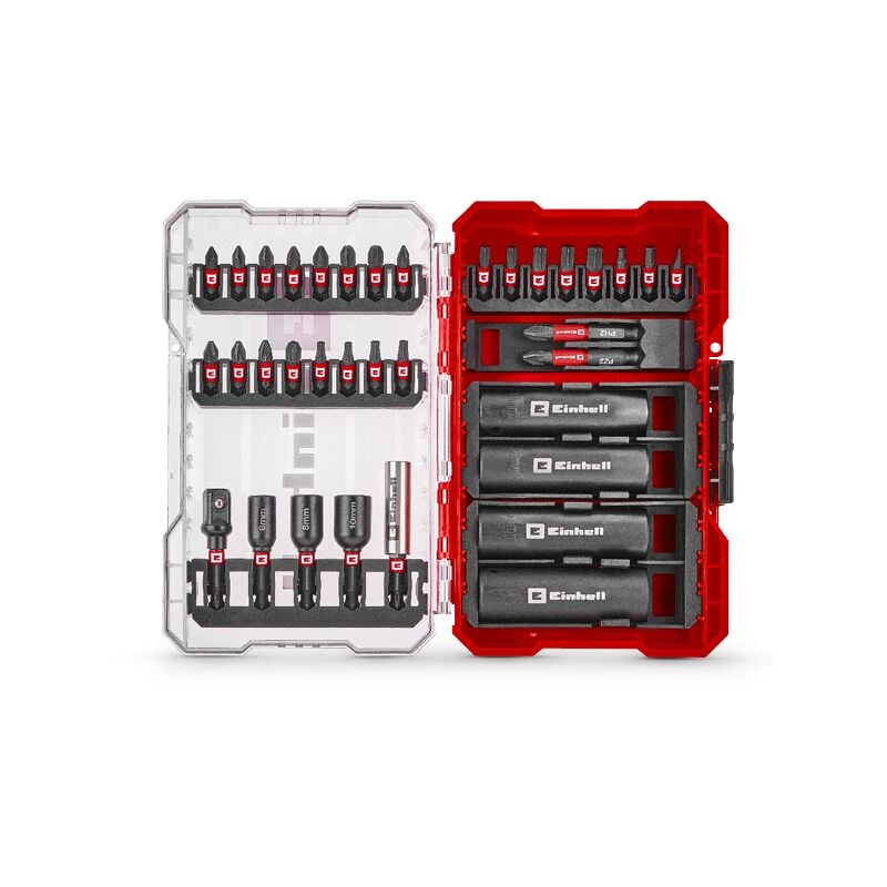 Einhell - Set m-case Coffret de 35 pièces de vissage (embouts de 25 et 50 mm, douilles hexagonales, douilles longues, adaptateur de douilles,