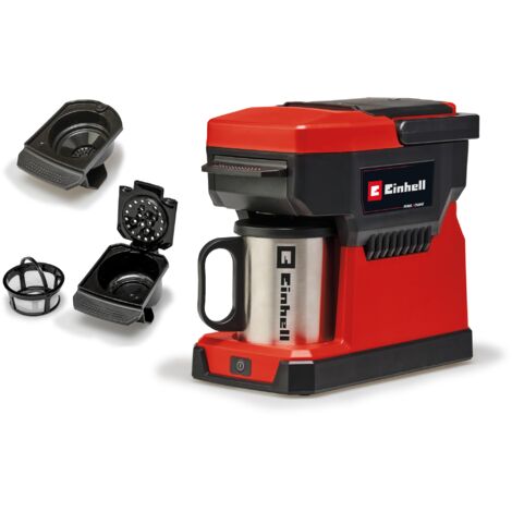 Einhell Machine à café sans fil TE-CF 18 Li-Solo PXC (18V, 2-en-1 : machine à café filtre et machine à café à dosettes ) Livré sans Batterie ni Chargeur