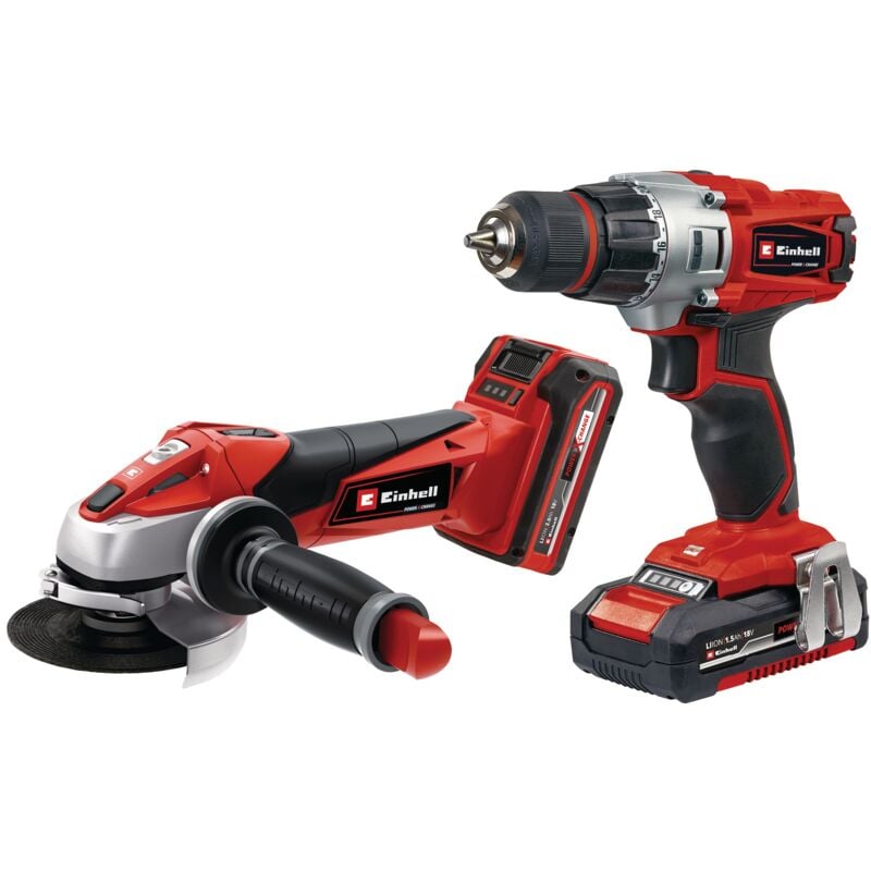 Kit outils sans fil te-tk 18 Li Kit (cd+ag)- Power X-Change (18 v, Perceuse Visseuse te-cd 18/2 Li + Meuleuse te-ag 18 Li) Livré avec Batterie 1,5Ah