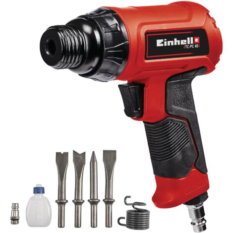 Einhell Marteau burineur pneumatique TC-PC 45 Kit (pour pierre + métal, avec kit de 4 burins de 120 mm, embout pour dérouilleur à aiguilles, flacon d'huile (vide))