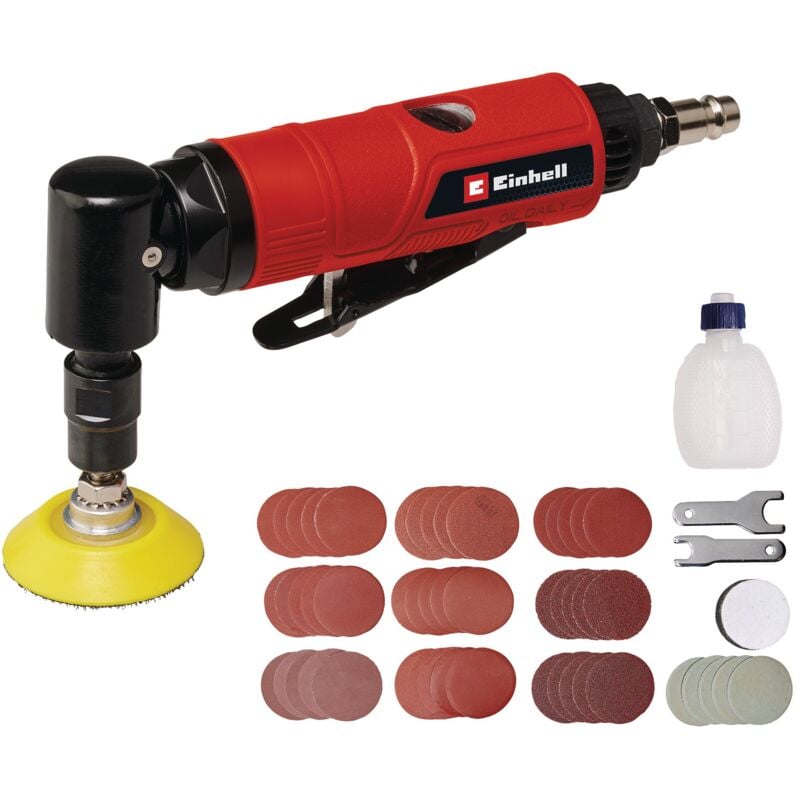 Meuleuse d'angle pneumatique tc-pa 50 (pression de service 6,3 bar, consommation d'air 113 l/min, plateau de ponçage ø 50 mm, divers disques abrasifs