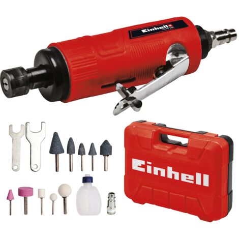 Einhell Meuleuse droite pneumatique TC-PP 220 (outil à air comprimé pour poncer, polir, graver et ébavurer, vendu avec 10 meules sur tige dans un coffret de transport, huile non fournie)