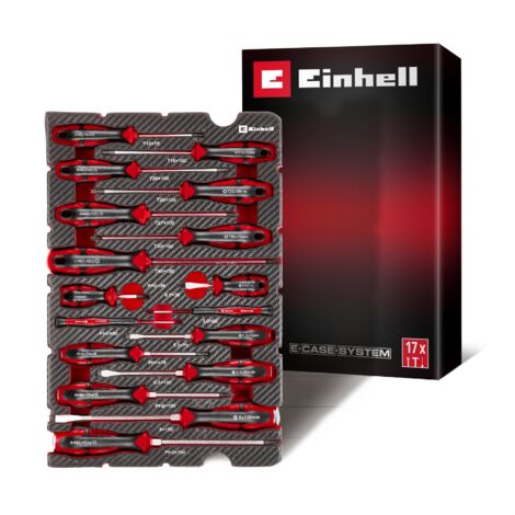 Einhell Mix&Match Insert Tournevis 17 pcs (Tournevis, Embout Frappe, Format Compact, Capuchon Rotatif, Système E-Case)