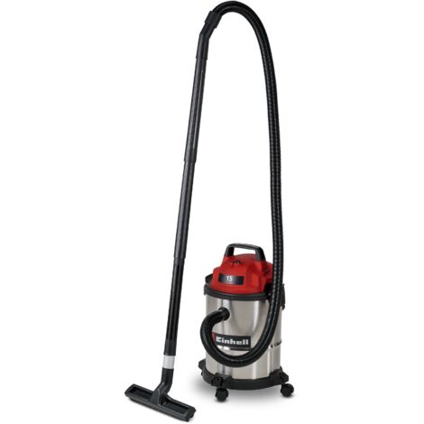 Einhell Nass-Trockensauger TC-VC 1540 S (900 W, 180 mbar Saugleistung, 15 L Edelstahlbehälter, Rollen, Zubehörhalterung, inkl. div. Filter und Düsen)