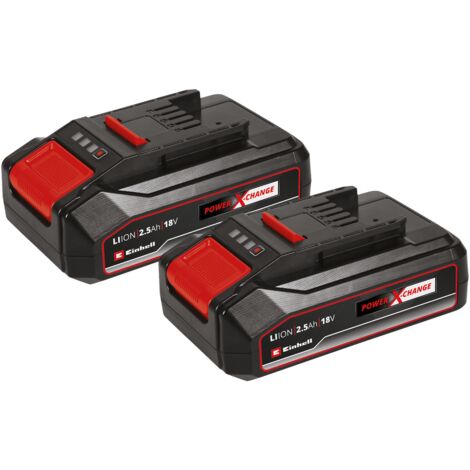 Einhell Original Double batterie 2,5 Ah Twinpack Power X-Change (18V, Lithium-Ion, 2 x 2,5 Ah, compatible avec appareils Power X-Change, système gestion batterie proactif, cycles charge adaptés à l'ét