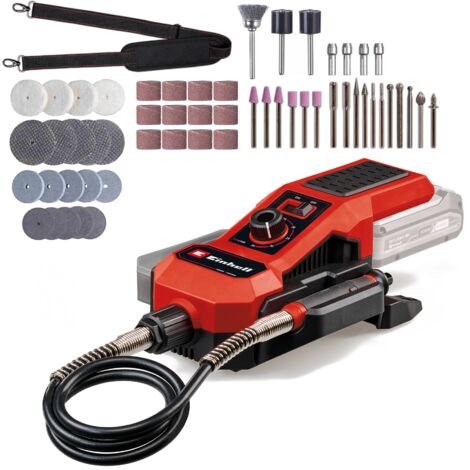 Einhell Outil Rotatif multifonction TE-MT 18/34 Li Solo sans fil Power-X-Change (18 V, tige de 92 cm avec pointe de gravure, avec kit de 55 accessoires) Livré sans batterie ni Chargeur