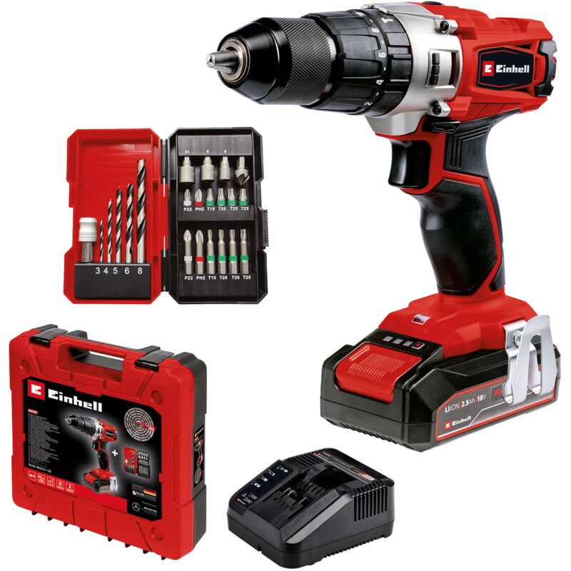 Perceuse Visseuse à percussion sans fil te-cd 18/2 Li-i +22 (1x2,5 Ah) Power X-Change (Li-Ion 18 v, Couple 44 Nm ) Livré avec Batterie 2,5 Ah,