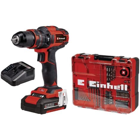 Einhell Perceuse Visseuse à percussion sans fil TE-CD 18/40 Li-i +64 (1 x 2,0Ah) Power X-Change (18V, coffret 64 accessoires, 40 Nm) Livré avec Batterie 2,0 Ah et Chargeur