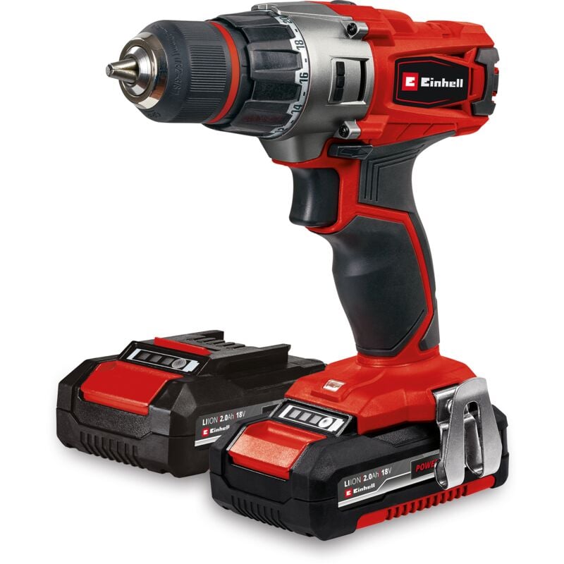 Perceuse Visseuse sans fil te-cd 18/2 Li (2x2,0 Ah) Power X-Change (18V, couple 44 Nm, Mandrin 10mm) Livré avec 2 Batteries 2,0Ah et un Chargeur