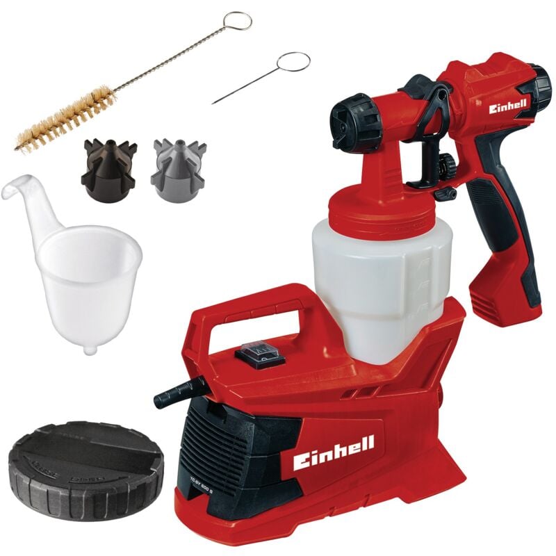 Einhell - Pistolet à peinture électrique tc-sy 600 s (600 w, Tête de pulvérisation amovible,Tuyau d'air anti-torsion) Livré avec accessoires