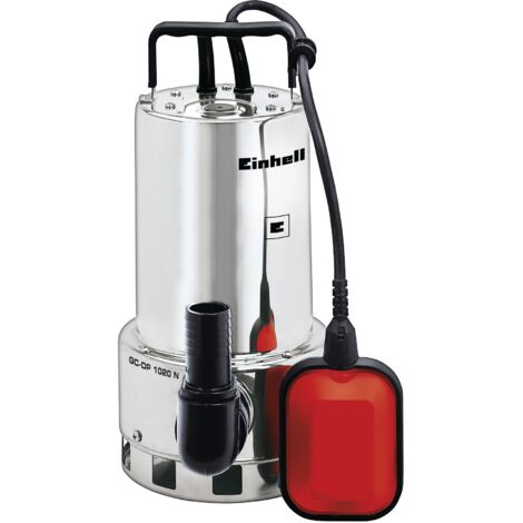 Einhell Pompe d’évacuation pour eaux chargées GC-DP 1020 N (1000 W, Profondeur d'immersion 5 m, Câble d‘alimentation 10 m, Corps en INOX, Livrée avec jeu d'adaptateurs universel)