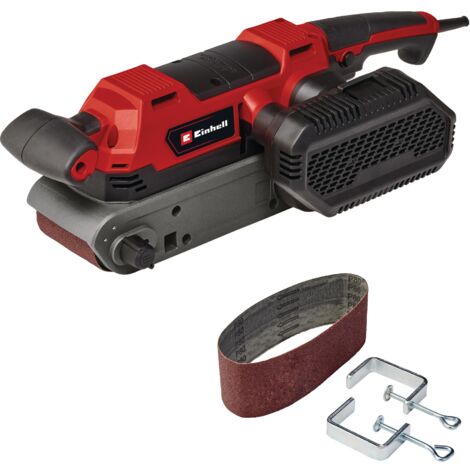 Einhell Ponceuse à Bande TE-BS 850 E (850 W, Électronique de Vitesse, Surface de Ponçage 75x140 mm, Vitesse de bande jusqu’à 400 m/min)