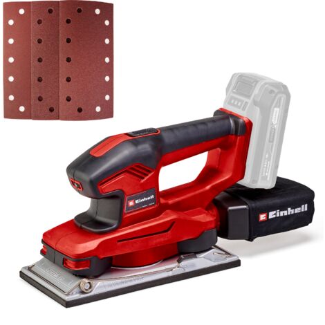 Einhell Ponceuse vibrante sans fil TE-OS 18/230 Li- Solo Power X-Change (18V, fixation auto-agrippante, semelle en aluminium, sac à poussières, avec 3 feuilles de papier abrasif) Livré sans Batterie ni Chargeur