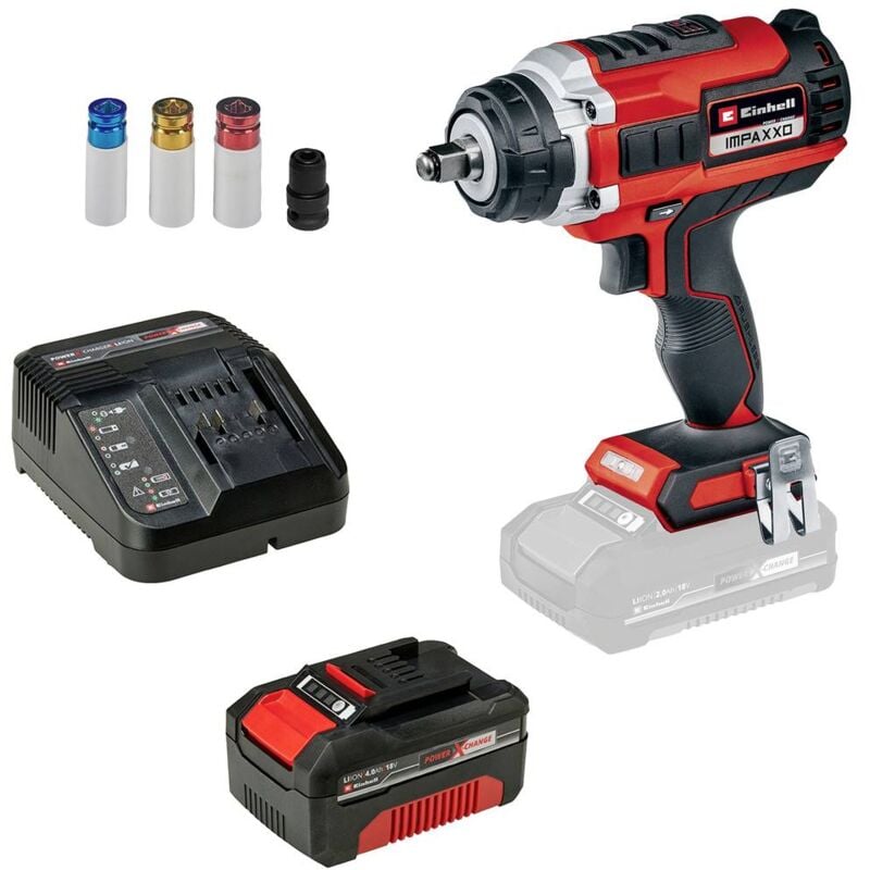 Clé à chocs sans fil Einhell Power X-Change impaxxo 18/400 + 4,0 Ah pxc Starter Kit 4326441 18 v Nombre d'accus fournis