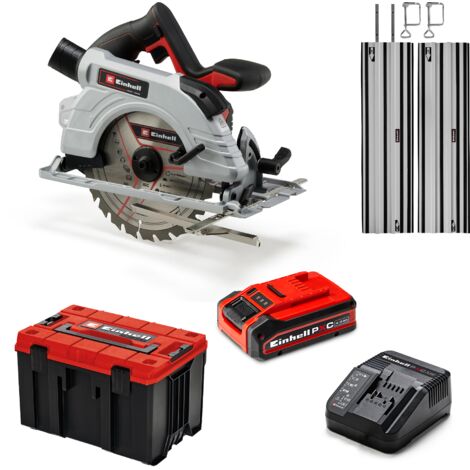 Einhell Professional Akku Handkreissäge TP-CS 18/190 Li BL Kit Power X-Change (18 V, 190 mm Sägeblatt, Brushless, 65 mm Schnitttiefe, , inkl. 4,0 Ah Akku und Ladegerät, E-Case M, Führungsschiene)