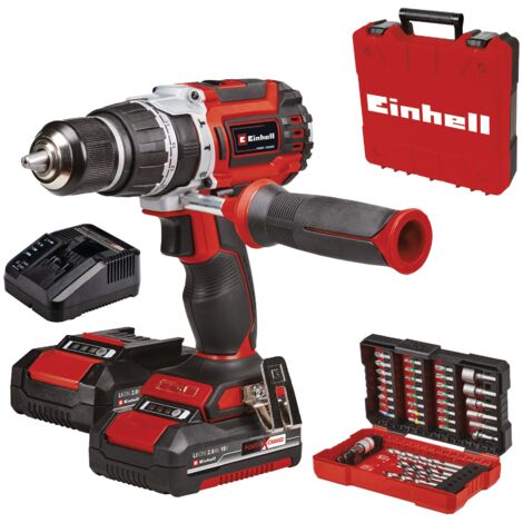 Einhell Professional Perceuse Visseuse à percussion sans fil TP-CD 18/60 Li-i BL +39 Power X-Change (18V, moteur sans charbon, Couple 60 Nm) Livré avec 2 Batteries 2,0Ah, Chargeur et 39 Accessoires