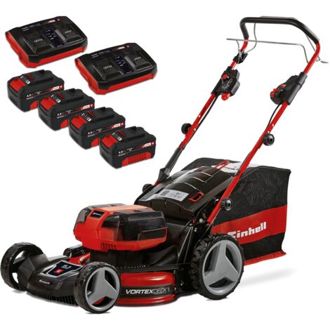 Einhell Professional Tondeuse à gazon sans fil GP-CM 36/47 S HW Li Power X-Change (36V, 47 cm largeur de coupe, autotractée, moteur sans charbon) Livré avec 4 Batteries 4,0Ah et 2 Chargeurs Doubles