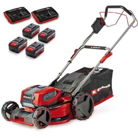 Einhell Professional Tondeuse à gazon sans fil GP-CM 36/47S Li BL (4x4,0Ah) Power X-Change (36V, moteur Brushless, Coupe à 47cm, Bac de 65L) Livré avec 4 Batteries 4,0Ah et 2 Chargeurs doubles