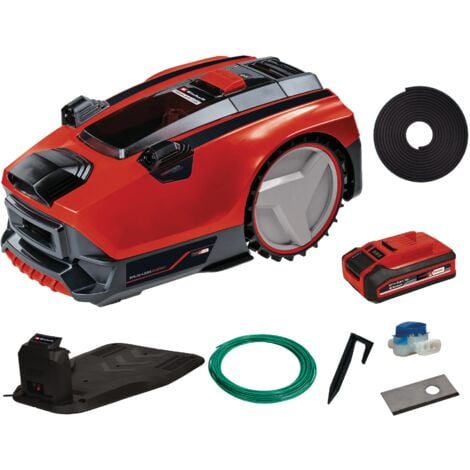 Einhell Robot Tondeuse FREELEXO CAM 500 Power X-Change (18 V, moteur Brushless, Caméra intégrée, surface de gazon max. de 500 m²) Livré avec Batterie 3,0 Ah et Chargeur