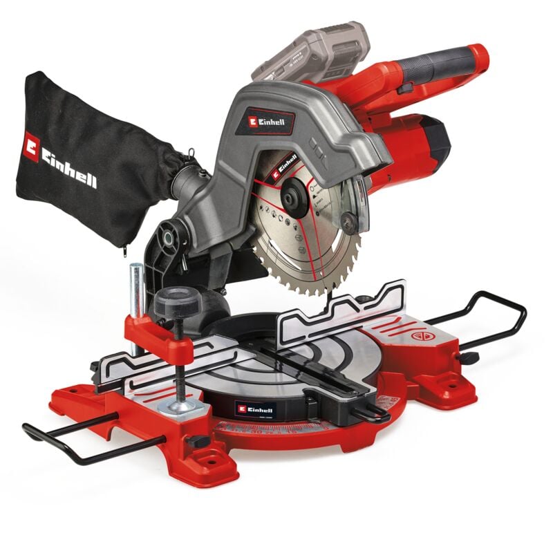 Einhell - Scie à onglet sans fil te-ms 18/8 Li-Solo Power X-Change (18V, 3.000 trs/min, Lame Ø216 x ø30 mm, Tête de scie inclinable jusqu'à 45) Livré