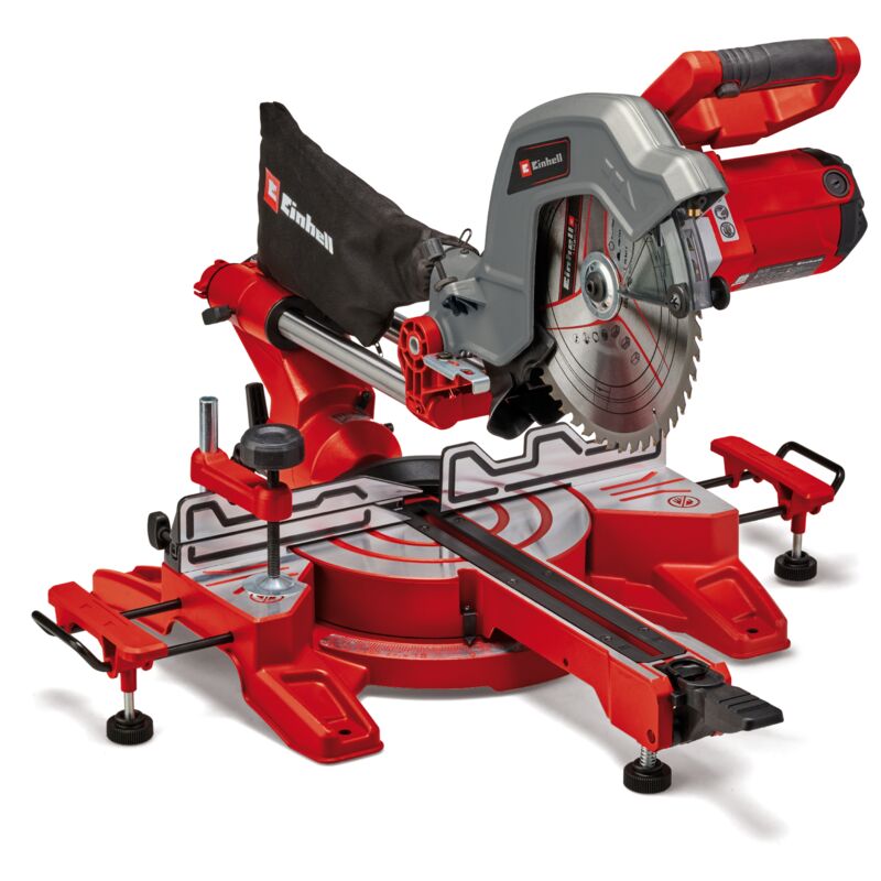 Scie à onglet radiale tc-sm 254 (1900 w, fonction de traction sur double glissière, table pivotante à réglage rapide et butées d'angles, laser,