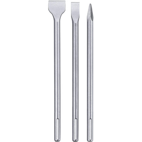Einhell - Set di 3 scalpelli originali (accessori per martello demolitore, in acciaio, lunghezza 400 mm, attacco SDS-Max, per vari martelli di foratura e demolizione, inclusi 2 x scalpello piatto e 1