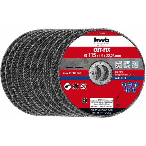 Einhell - Set di dischi da taglio sottili 115 x 1,0 mm (accessori per smerigliatrice angolare, 10 pezzi, Ø 115 x 1,0 x 22,23 mm, max. 13.300 min-1, extra sottili per una piccola perdita di materiale)