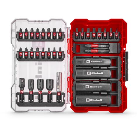Einhell Set M-CASE Coffret de 35 pièces de vissage (embouts de 25 et 50 mm, douilles hexagonales, douilles longues, adaptateur de douilles, porte-embouts de 60 mm)