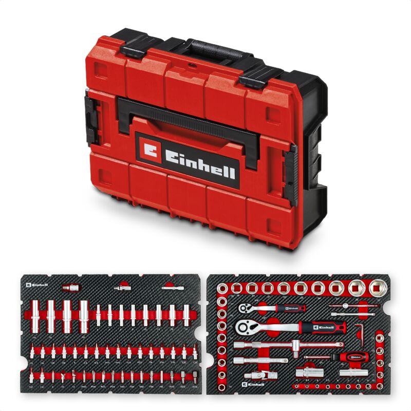 Einhell Set Mallette Outils Atelier E Case 92 pcs Équipement Douilles Auto Embouts Cliquets T Poignée Système E Case - vue 2
