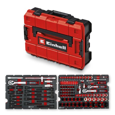 Einhell Set Mallette Outils Automobile E-Case 121 pcs (douilles à choc, douilles pour bougies d'allumage, cliquets réversibles, Système E-Case)