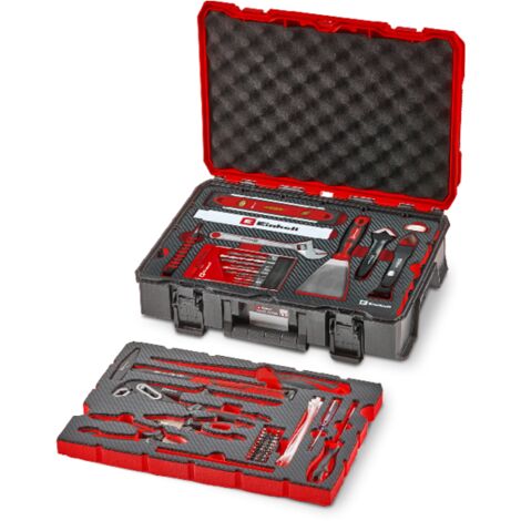 Einhell Set Mallette Outils Rénovation E-Case 78 pcs (Rénovation, Perceuses, Embouts, Finition, Pinces, Spatule, Système E-Case)