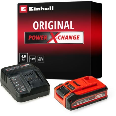 Einhell Starter Kit 4,0 Ah PLUS Power X-Change (1 batterie 18 V 4 Ah PLUS, 1 chargeur 3 A, temps de charge 75 min, compatible avec tous les appareils Power X-Change)