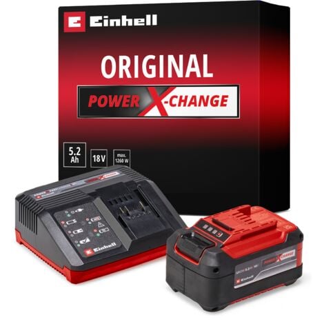 Einhell Starter Kit 5,2 Ah Power X-Change (Lithium-Ion, 18V, 1 chargeur + 1 batteries 5,2 Ah, pour tous les appareils Einhell Power X-Change)
