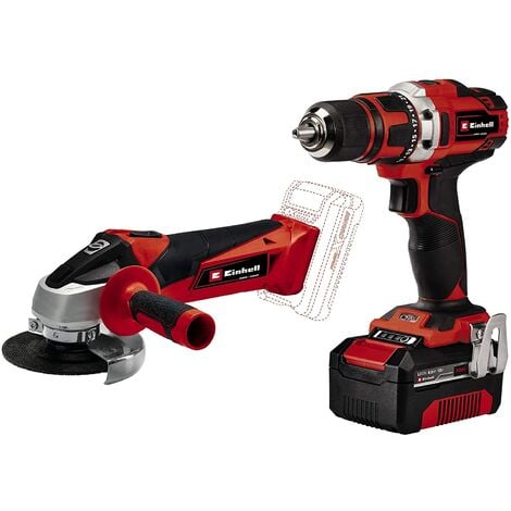 Einhell Taladro con batería TE-CD 18/40 Li + amoladora angular con batería TC-AG 18/115 Li PXC
