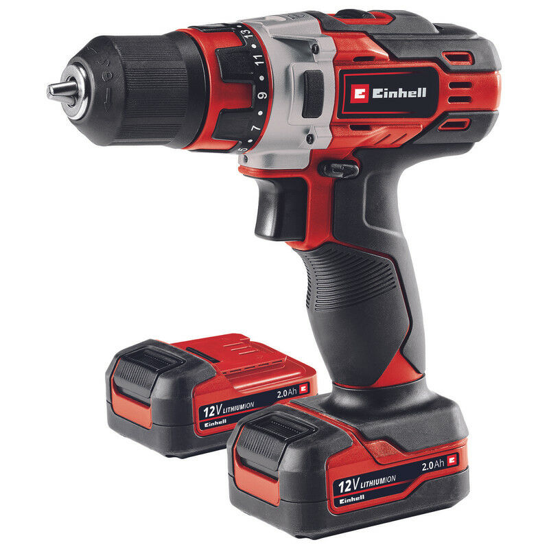 Cordless Combi Drill Driver 12V - 30Nm Torque - Includes 2x 2.0Ah Batteries And Charger - te-cd 12/1 Kit - Einhell