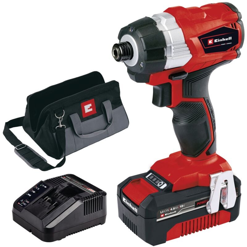 Einhell Visseuse à Chocs sans fil TE-CI 18 Li BL - Kit Power X-Change (18 V, Couple 180 Nm, Mandrin 6 pans, moteur sans charbon) Livré avec Batterie