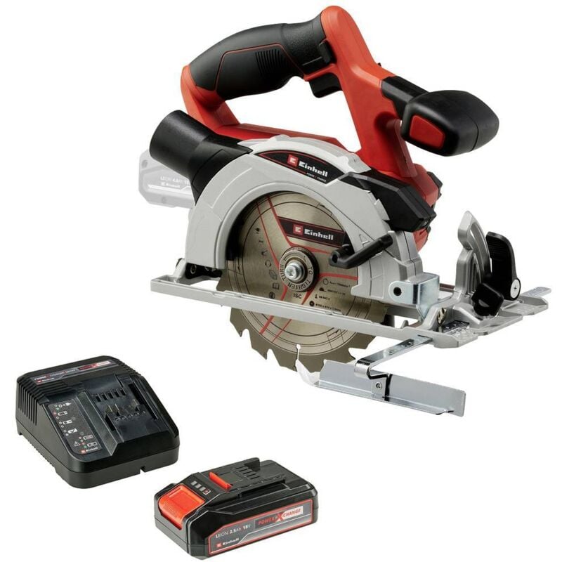 Scie circulaire portative sans fil Einhell te-cs 18/150 Li Profondeur de coupe max. (90°) 48 mm + batterie, + chargeur