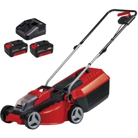 Einhell Tondeuse à gazon sans fil GE-CM 18/30 Li Kit (2x3,0Ah) Power X-Change (18 V, Largeur de coupe 30 cm, Surface conseillée 150 m²) Livré avec 2 Batteries 3,0 Ah et Chargeur