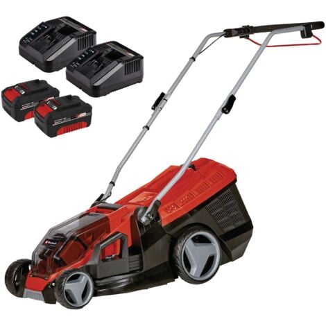 Einhell Tondeuse à gazon sans fil GE-CM 36/36 Li Power X-Change (36V, largeur de coupe 36cm, Bac 40L) Livré avec 2 Batteries 4,0Ah et 2 Chargeurs