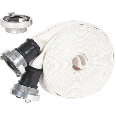 Einhell Tuyau de refoulement 10m avec raccord Storz (tuyau tissé/tuyau industriel/tuyau plat, avec 3 raccords rapides 1 1/2" fil. int. sur Storz, Ø 38 mm, max. 10 bars)