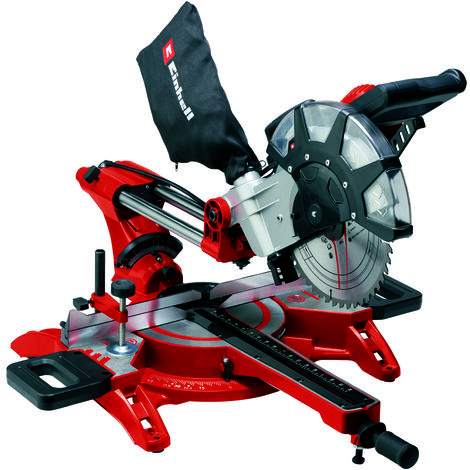 Einhell Zug-Kapp-Gehrungssäge TC-SM 2534/1 Dual (2350 W, max. 75 mm x 340 mm Schnitttiefe/-breite, Ø 250 mm Sägeblatt, beidseitig neigbarer Sägekopf, Zugfunktion, Laser)