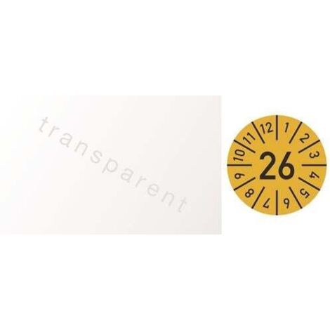 Einjahreskabelprüfplakette B25xL60 mmJahr 2026 mit Monaten Folie Beutel a 100 Stück
