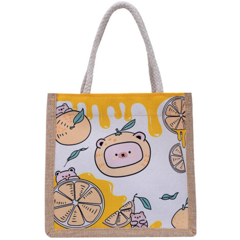 Einkaufstasche – Wiederverwendbare japanische Canvas-Tragetasche – Kompakte Lunchtasche 20 x 21 x 13 cm, mehrfarbig