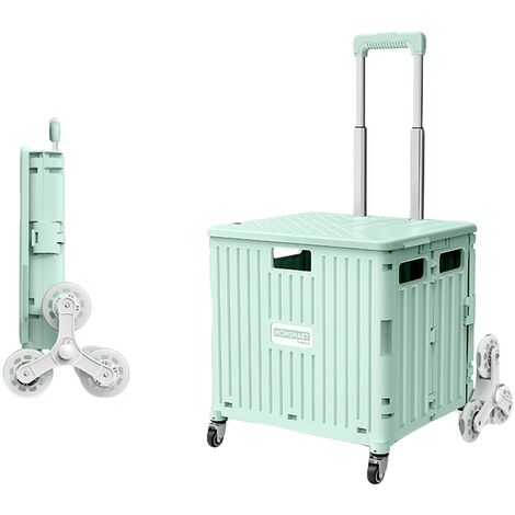 Einkaufstrolley, Shoppingwagen, Tragbar, 360° Universalrad, 45L, Zusammenklappbar, Grün