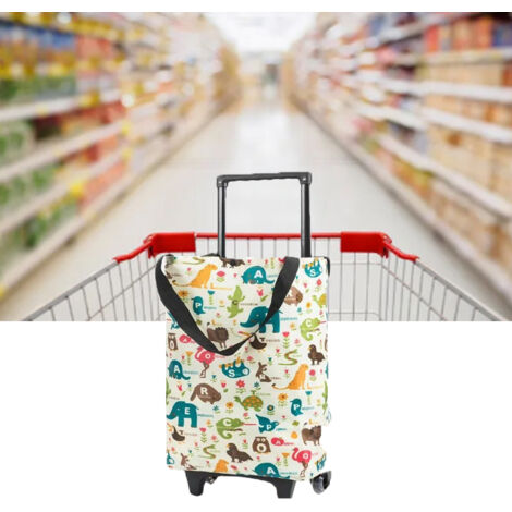 [Einkaufswagen] Faltbarer und tragbarer Einkaufswagen mit Rädern und ausziehbarem Griff für Reisen, Oxford-Gewebe, 1 Stück