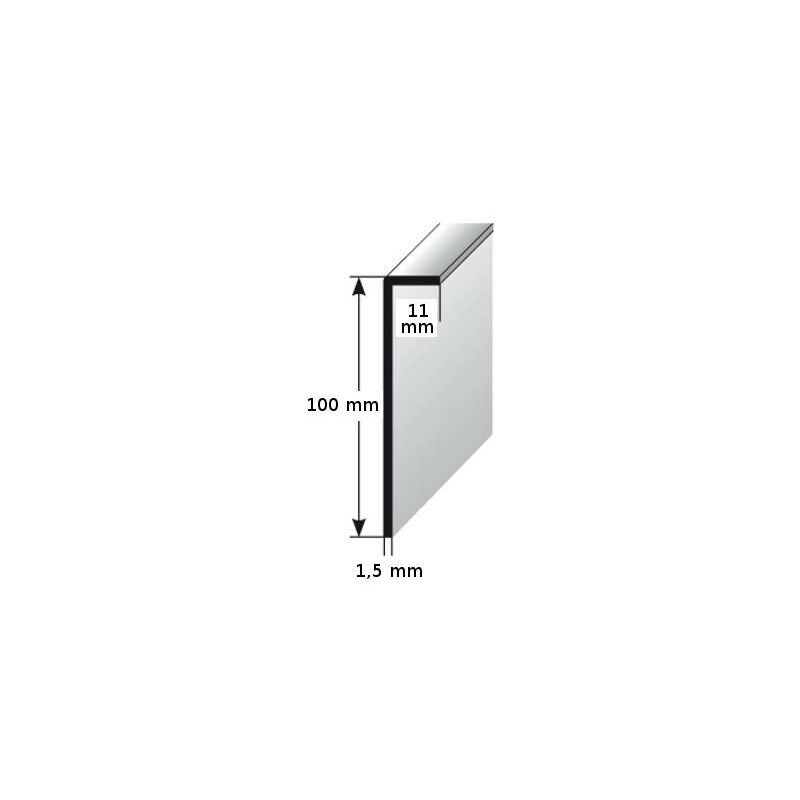 Einklebe-Sockelleiste für Designbeläge, Höhe: 50 mm, Breite: 11 mm, Aluminium (silber eloxiert), ungebohrt, Typ: 464