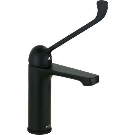 GATTONI RUBINETTERIA Einlochbatterie mit Klinikhebel in Mattschwarz Gattoni 5004650NO.LC matt-schwarz