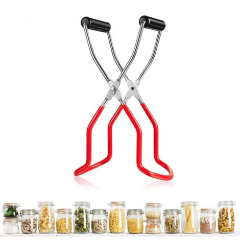 Einmachglasclips, Edelstahl-Einmachglasclips, hitzebeständiger Clipgriff, Einmachglas-Hebeclips mit Trichter für Küchen- und Restaurantgläser (Rot)